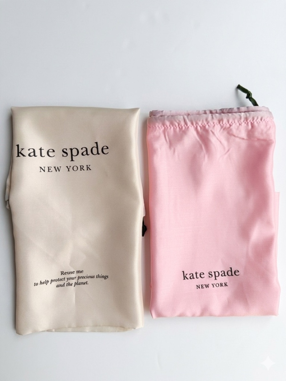 kate spade Pink and Cream Logo Drawstring Dust Bags Set